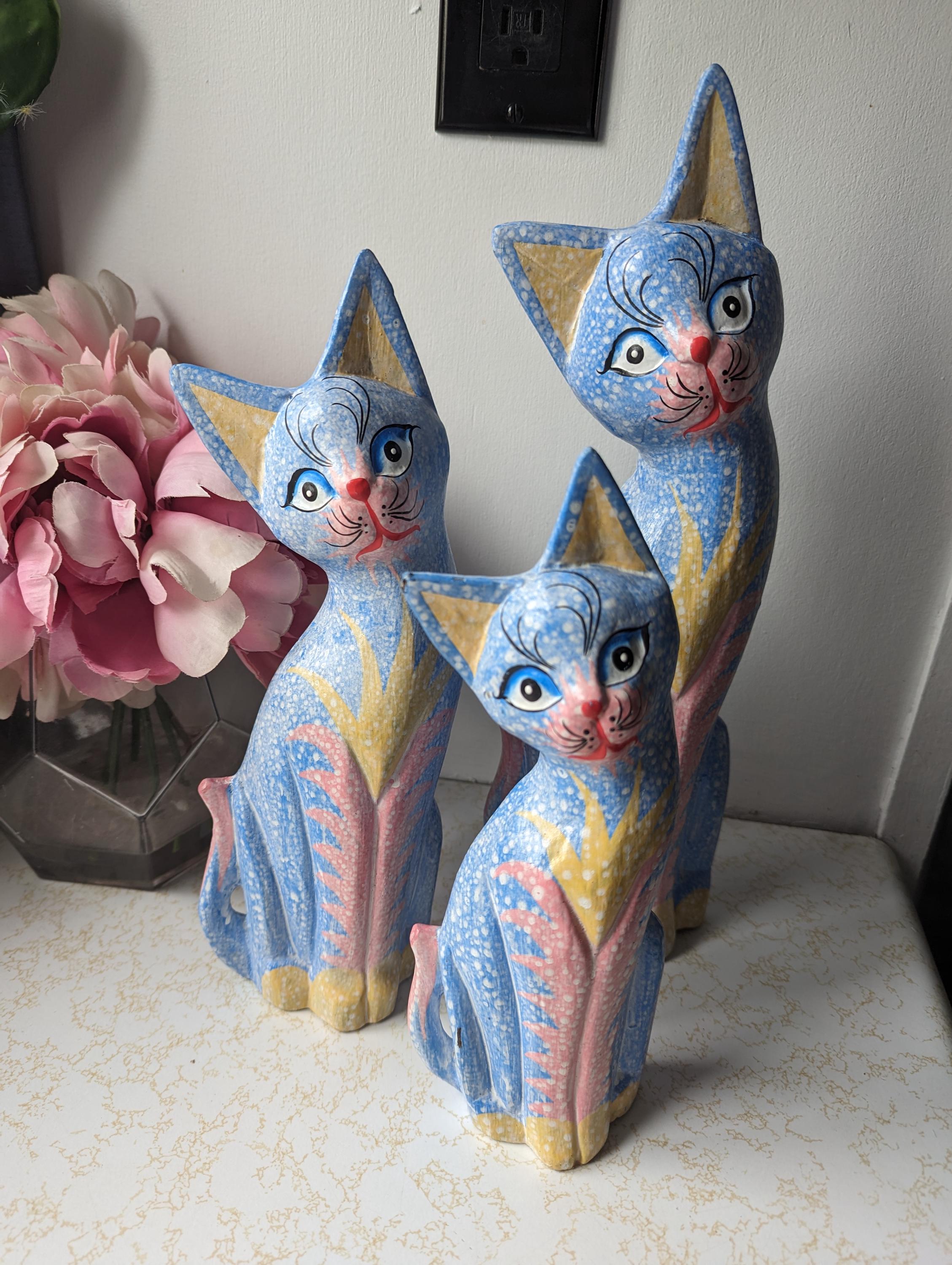 Vintage Wood Cat - Etsy Canada