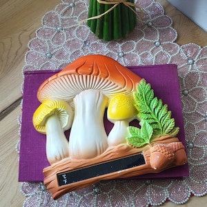Vintage Mushroom Chalkware Miller Studio Chalkware, muurdecoratie, kitsch, flowerpower, woondecoratie jaren 70