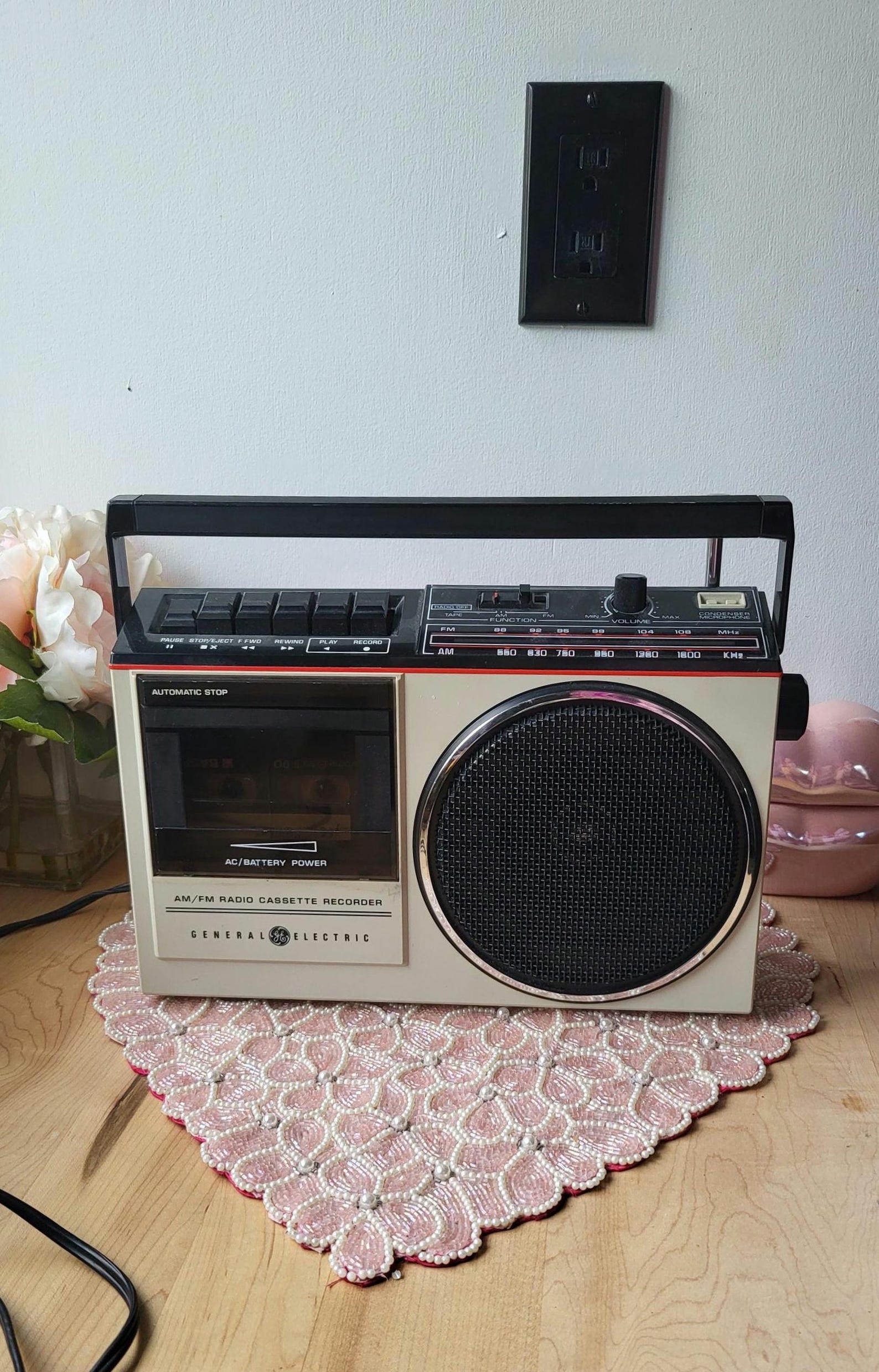 1980s General Electric GE Model 3-5244B Radio Cassette Tape Recorder