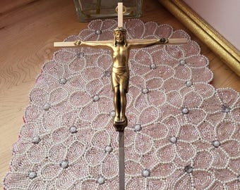 Vintage ONE Solid Brass Gold Plated Color Wall Crucifix Cross PRICE FOR 1