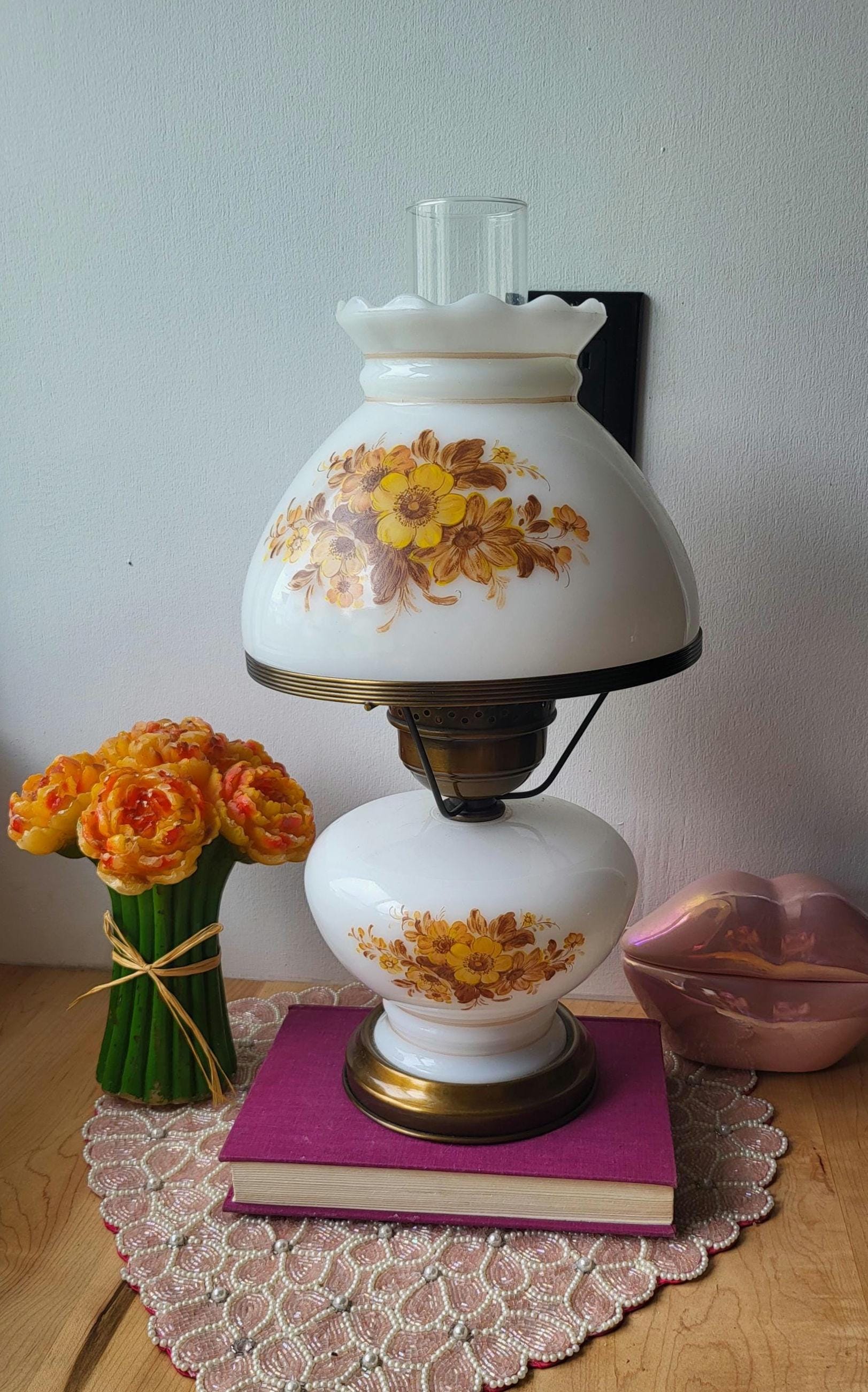 Vintage Floral Milk Glass Lamp Gone With the Wind GWTW Accent