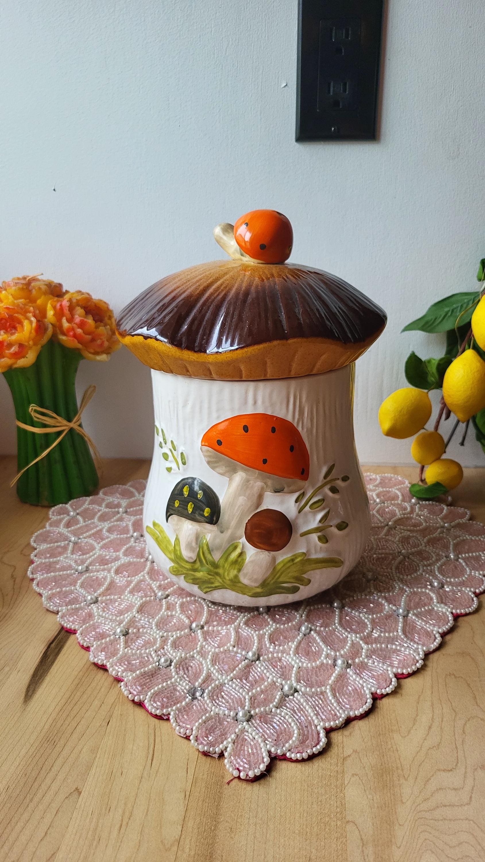 Vintage Mushroom XL Cookie Jar, Kitchen Canister, Laurentian