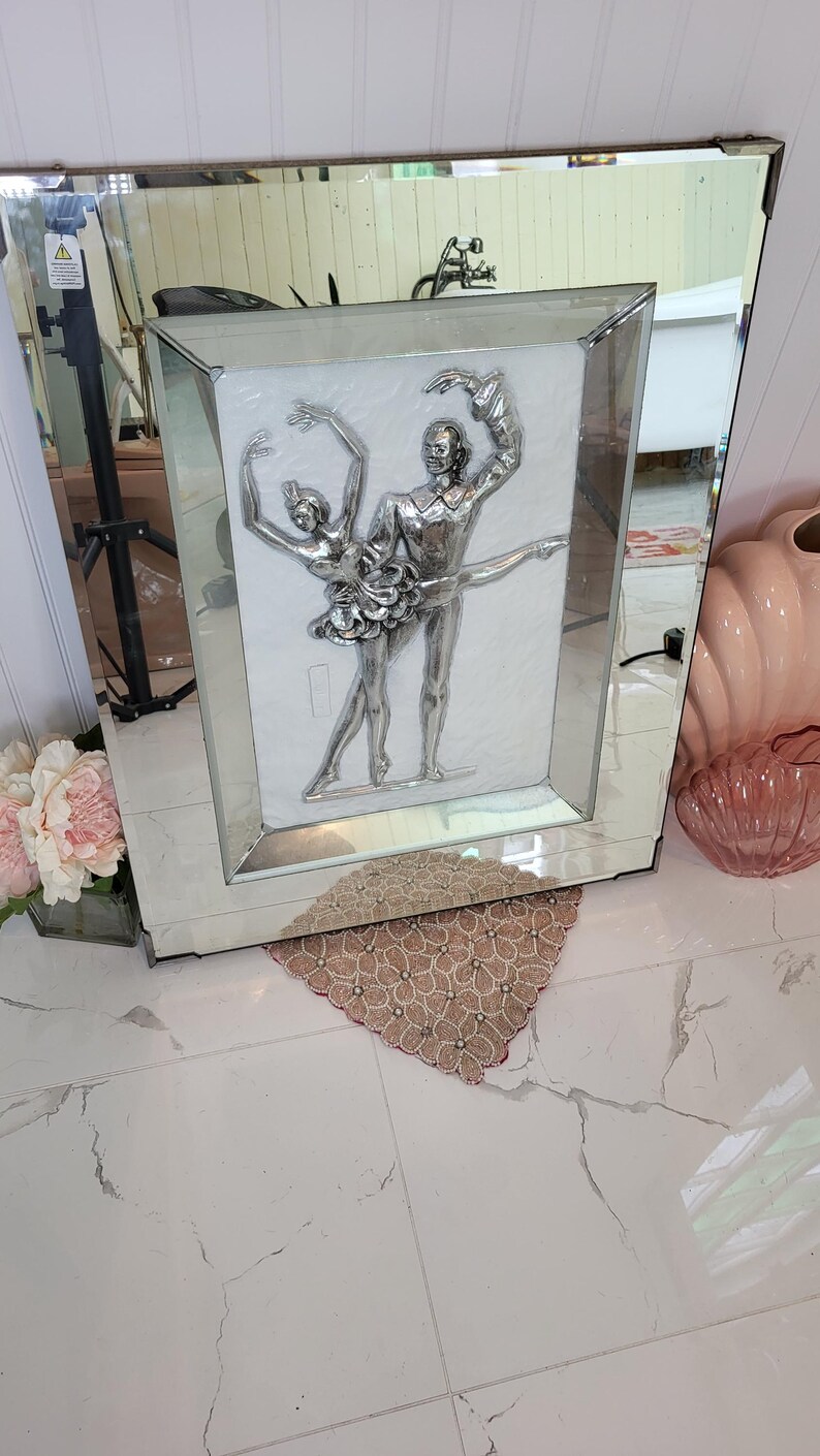 Vintage 80's Mirrored Box Frame With Ballerinas Hollywood Regency Art ...