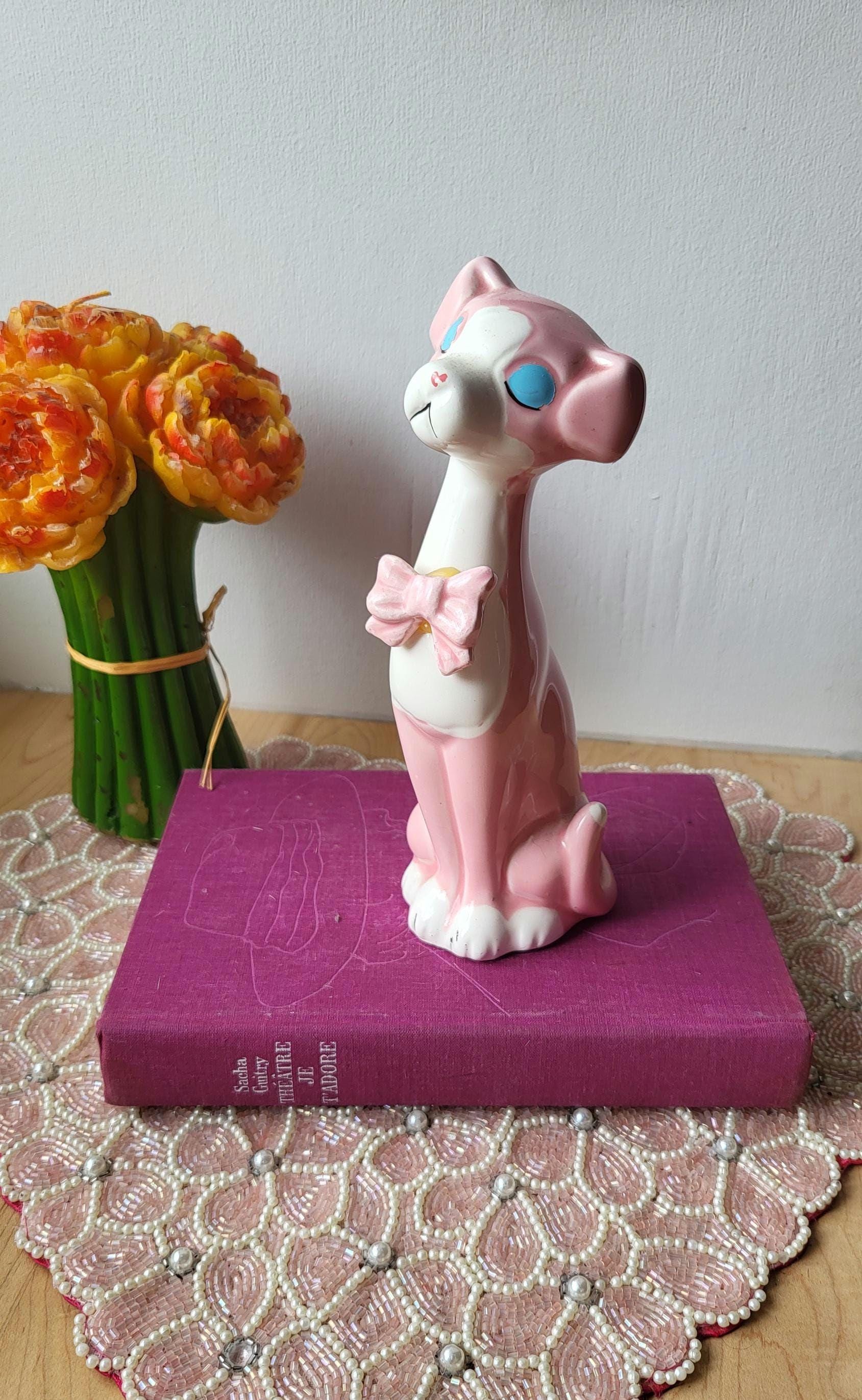 1960s Ceramic Long Neck Pink Puppy Dog Figurine Shaker