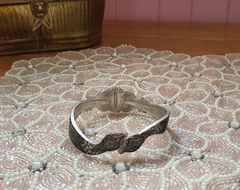 Vintage Hinged Snake Cuff Clamper Bracelet