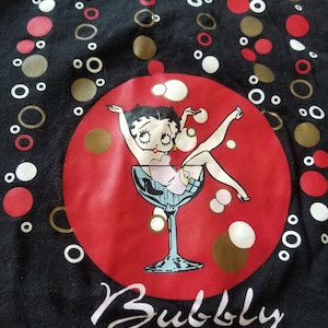 Maglietta Betty Boop Y2K Boom Box Bubble Betty Taglia S Nero