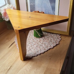 Estante de pared triangular vintage de madera con ménsula, estante de esquina de madera maciza