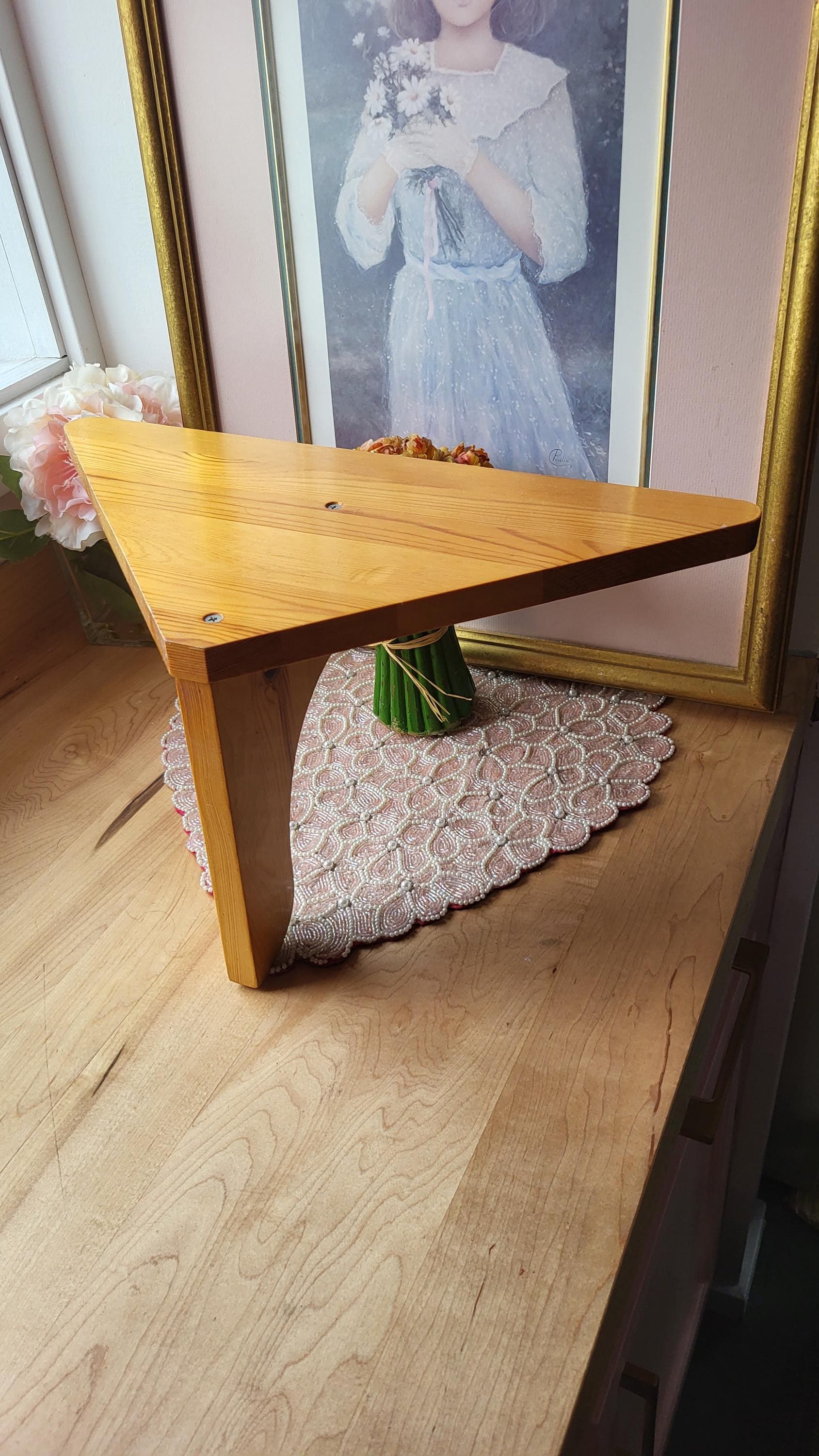 Mensola angolare da parete in legno massello d tiglio finitura naturale L22xPR22xH60 cm Made in Italy | Leroy Merlin