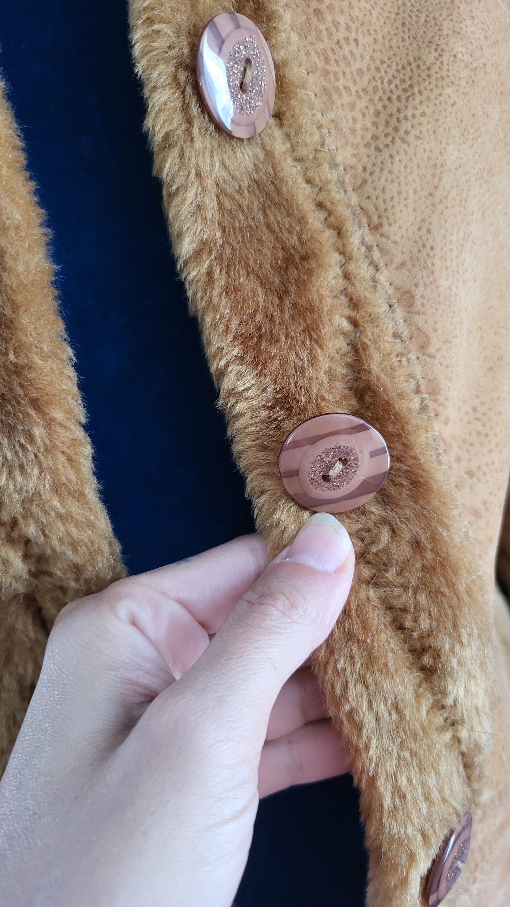 Vintage Y2K Legrennier Brown Faux Fur Coat Snake Pattern Bug