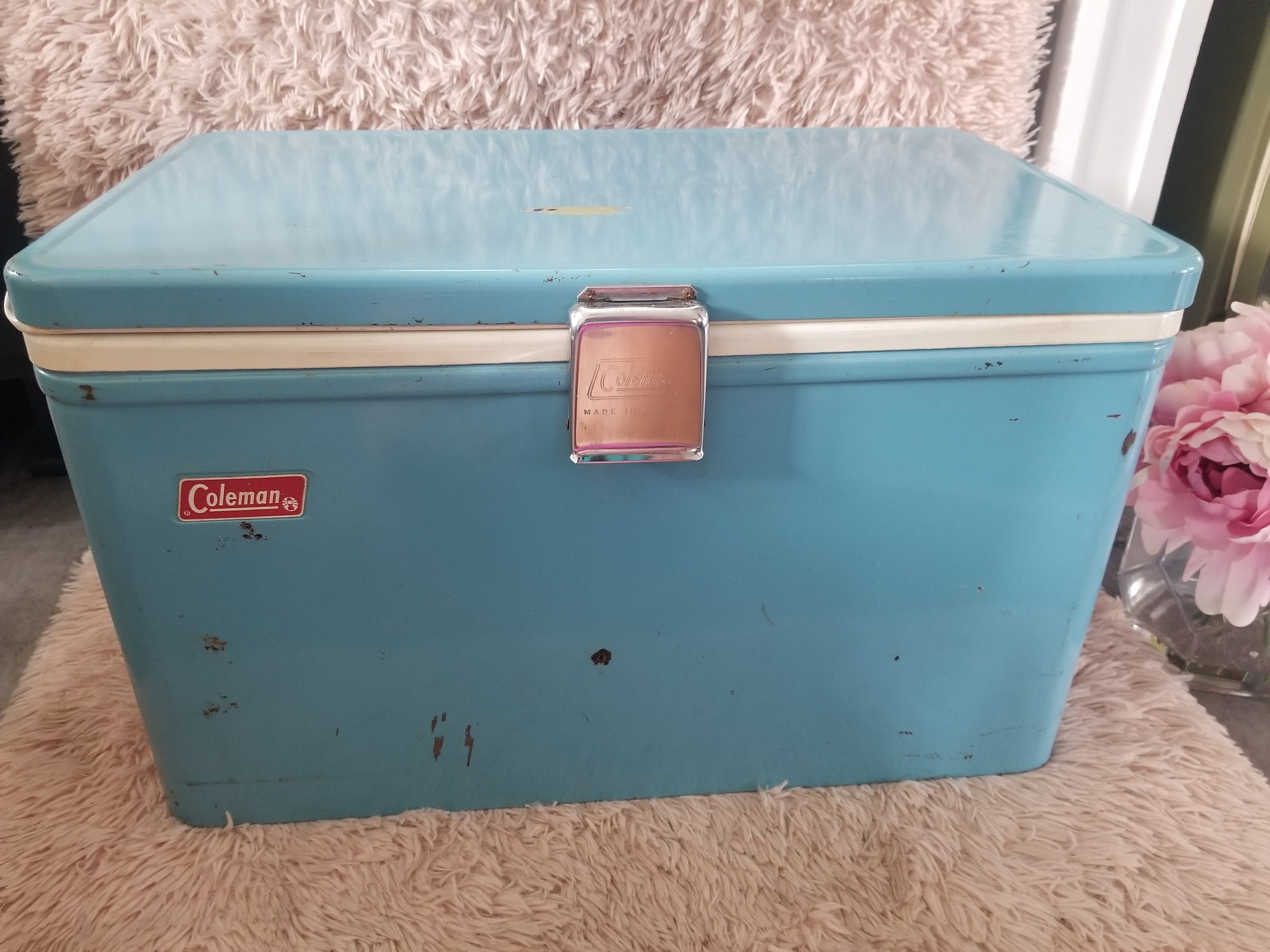 vintage coleman (未使用)Phenix Norway L Vintage Coleman Kwikserv 40 Blue 40 Quart Fishing Flip Top