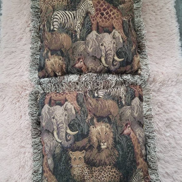 ensemble vintage de 2 coussins à aiguille Safari oreiller décoratif