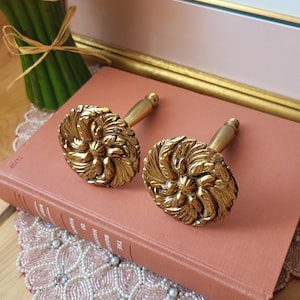 Vintage Brass Wall Mounted Curtain Holders. Solid Brass Curtain Tieback. Curtain Tassel