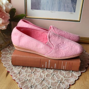Vintage House Shoe Slippers CONFORT SIZE 8 Pink Clog Bedroom Embrodery Floral Made in Spain