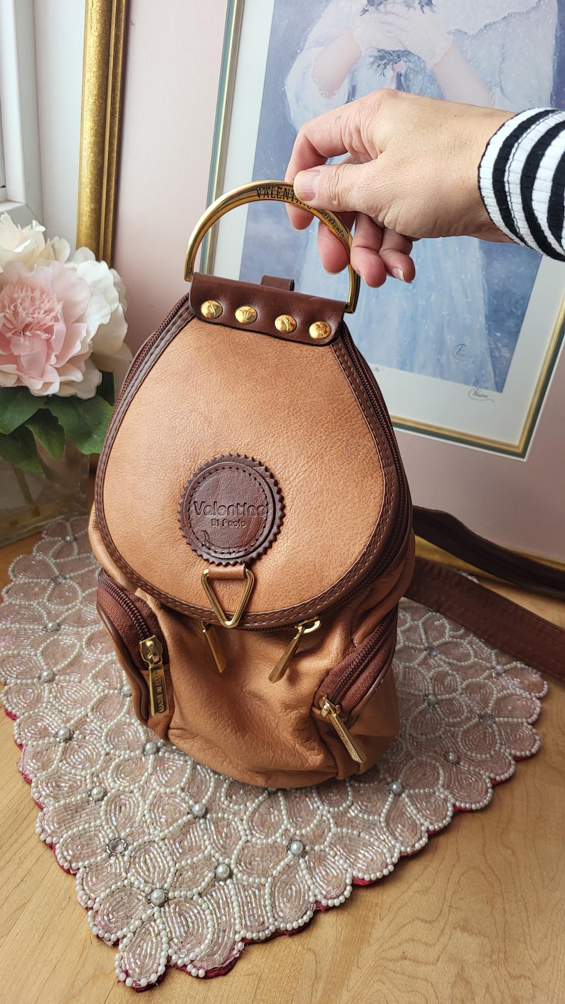 Vintage BackPack Valentino Di Paolo/Zaino. Valentino Di Paolo Fashion BackPack. Shoulder Bag Design. Brown BackPack. Shoulder Bag Leather. image 2
