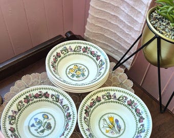 Vintage Set of 6 Portmeirion Botanic Garden Variations Dinner Soup Or Sald Bowls Floral British