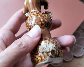 ヴィンテージブラウンスパゲッティプードル犬の置物かわいい装飾