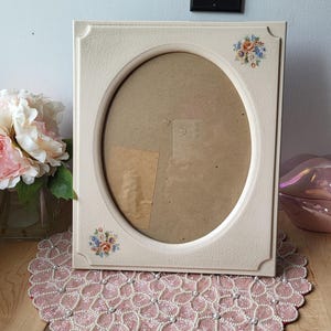 Vintage Large Ceramic Floral Oval Picture Photo Frame 80&#39;s