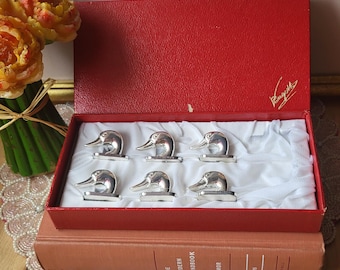Vintage Table Number Holders Set With Original Box, Table Decor Italy, Duck Table Number Holders