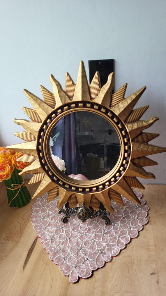 Vintage 1993 Gold Sunburst Mirror, Celestial Starburst Wall