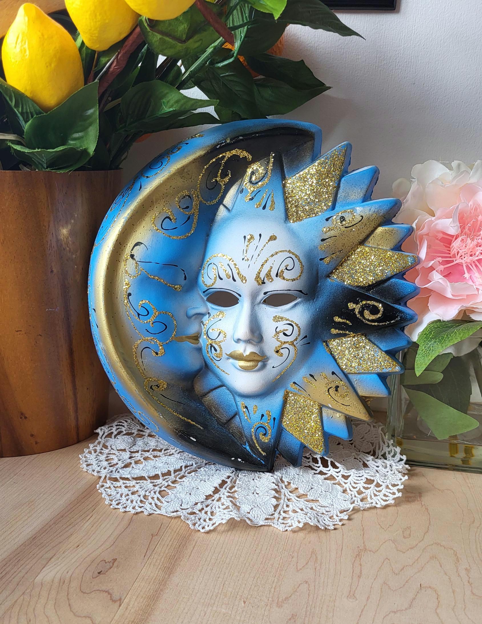 Vintage Maschera Del Galeone Mask Sun and Moon Ornament Wall
