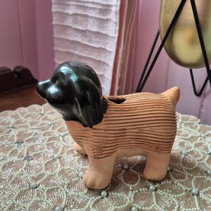 Vintage 1980's Original terracotta Chia Pet in the Dog design the first widely distributed Chia Pet beginning in 1982.