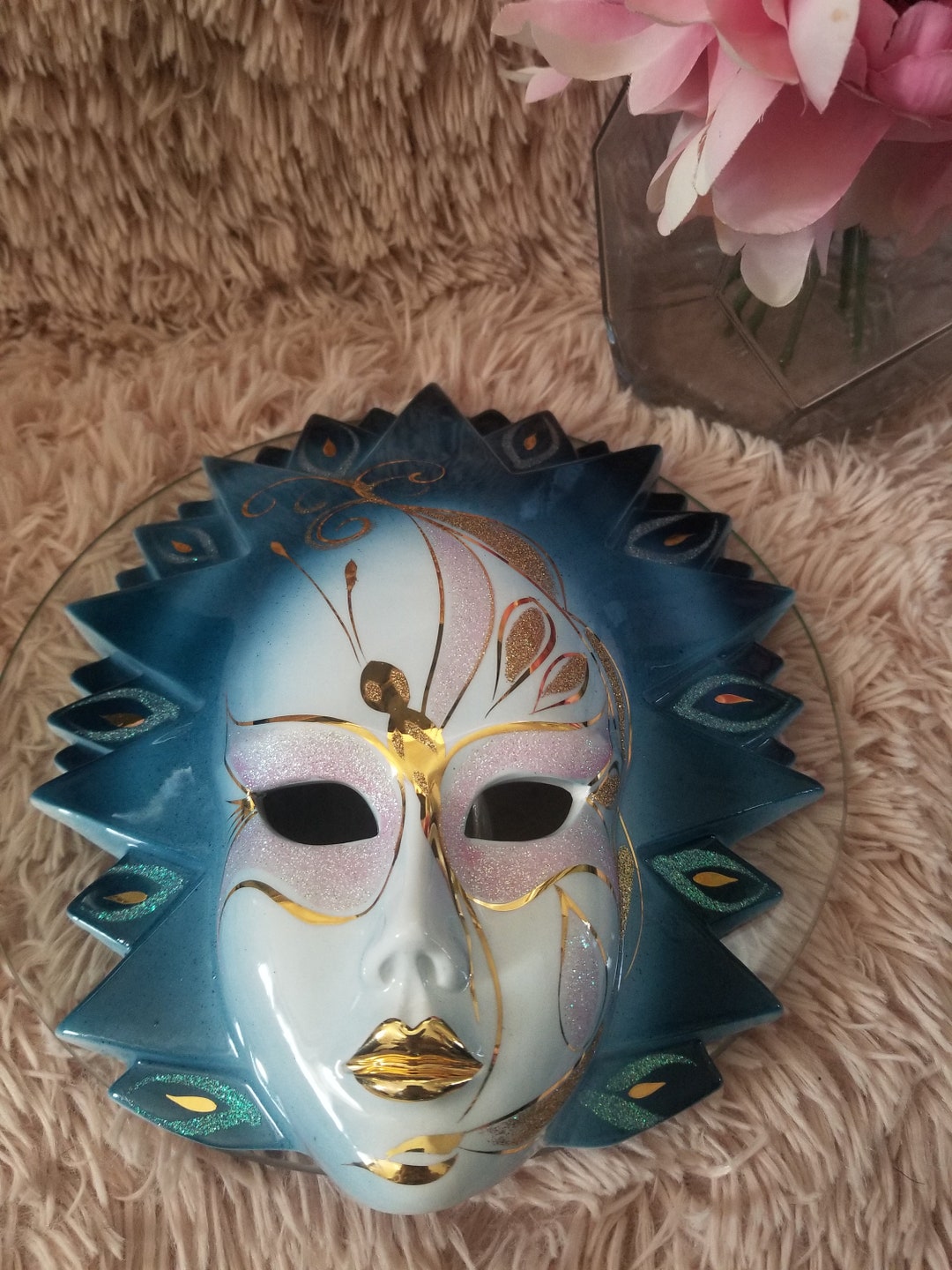 Vintage Ceramic Mask Venician Carnival Mask Decoration Wall Etsy
