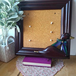 Vintage Wooden Duck Burgundy Color Style Cottagecore Decorative Cork Memo Board With Hooks Entry Wall Hanging Made in Canada