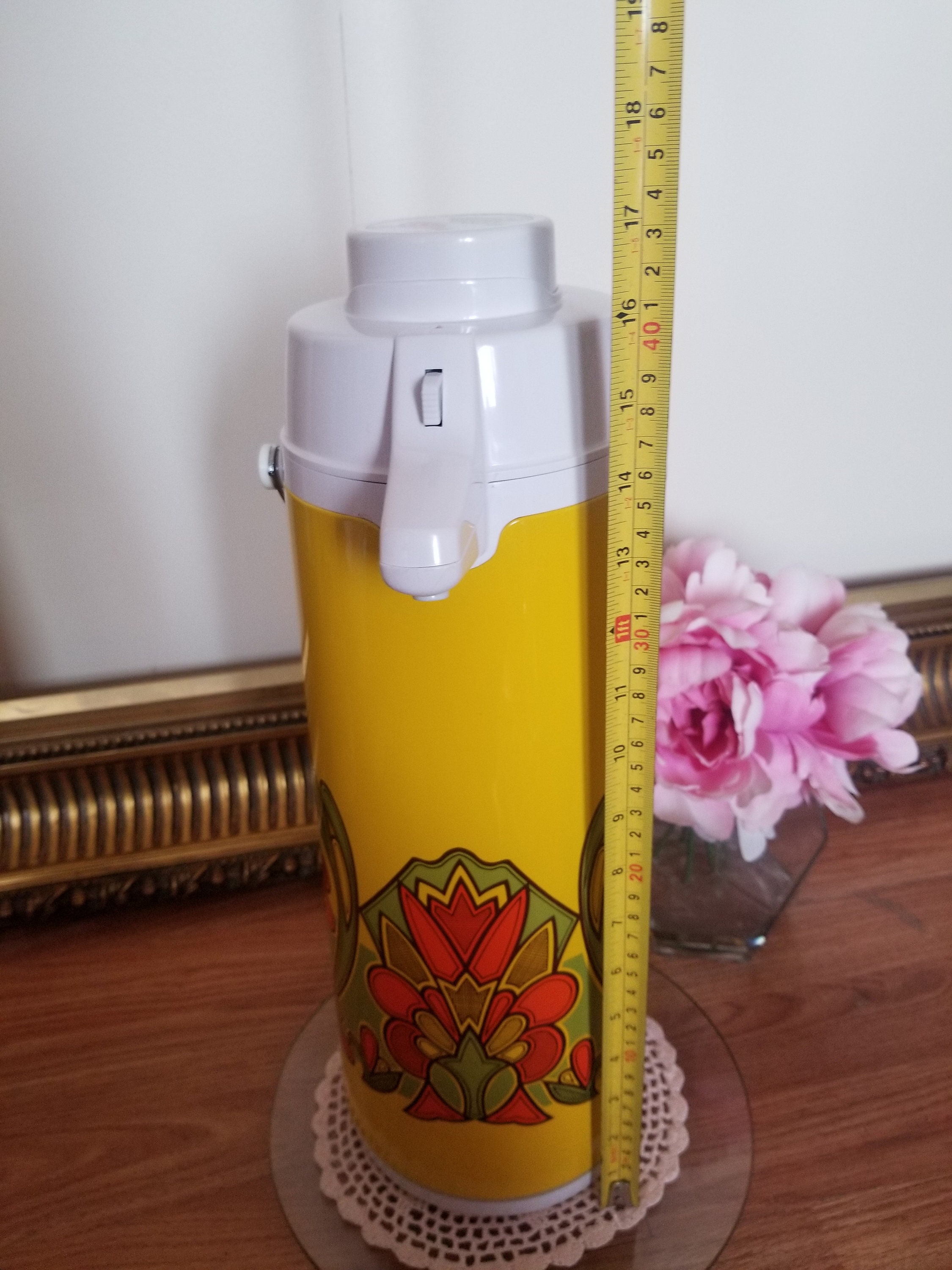 70s Vintage Retro Peacock Vacuum Insulated Bottle With Bag | 1970s