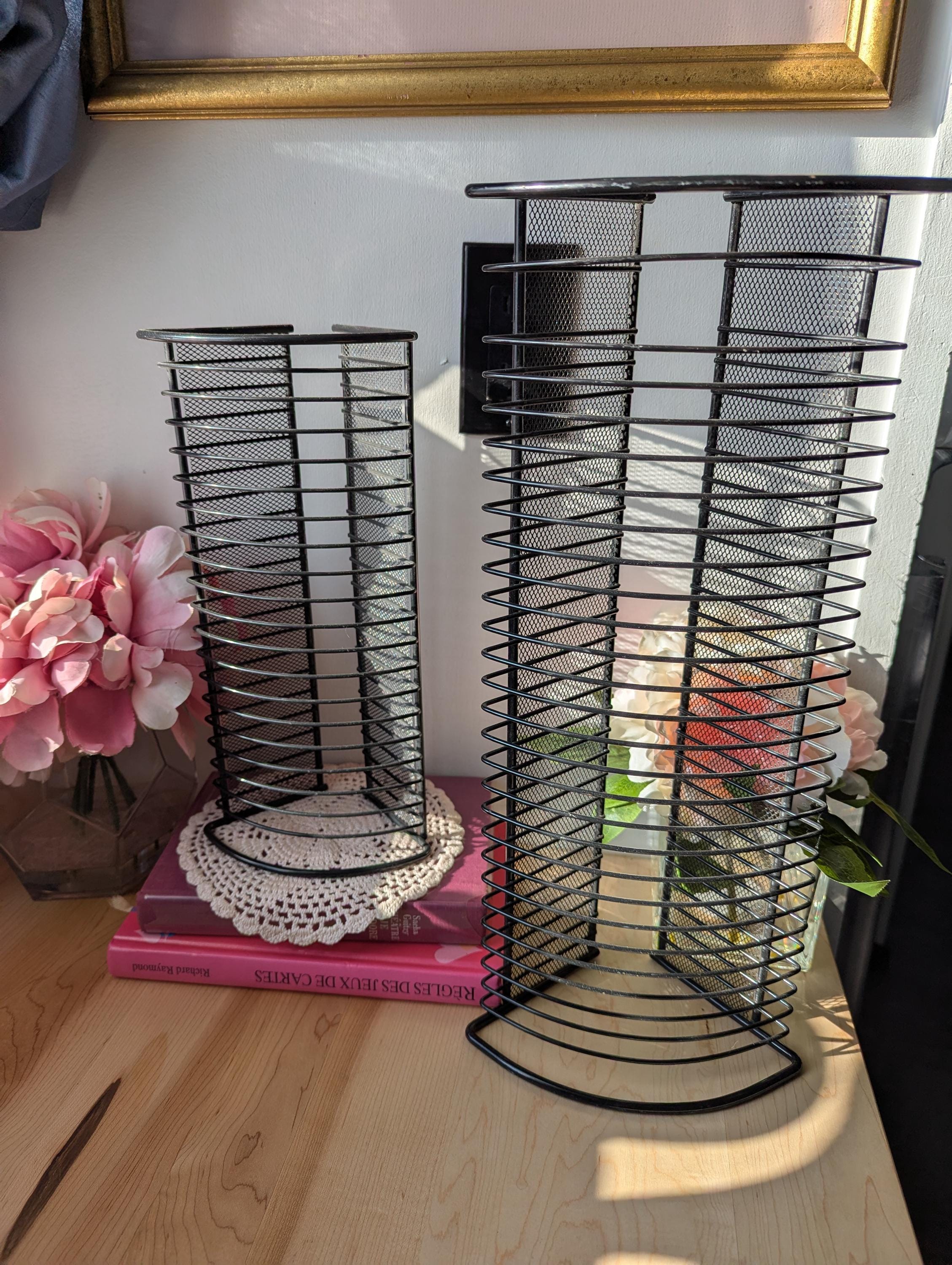 Vintage 1990s Atlantic Pair of Metal Wire CD Tower Rack Holds 20