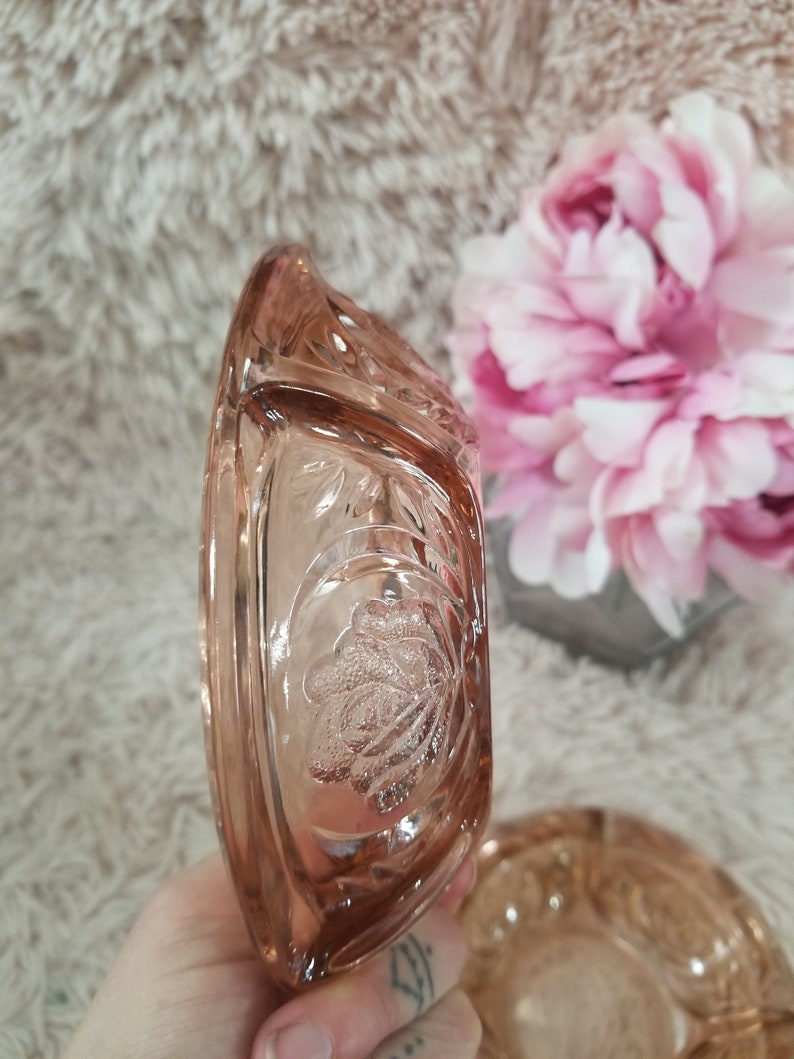 Vintage Pink Depression Glass Pressed Glass Ashtray Etsy