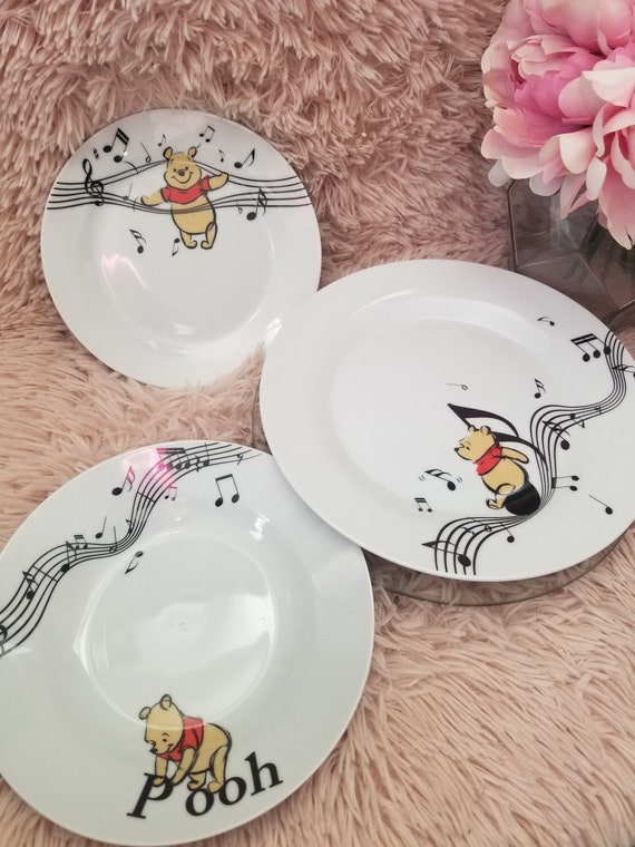 Disney's Winnie the Pooh Dish Set Enesco 3 Piece Musical Notes