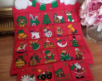 Vintage Countdown to Christmas Fabric Advent Calendar Snowman Retro Christmas