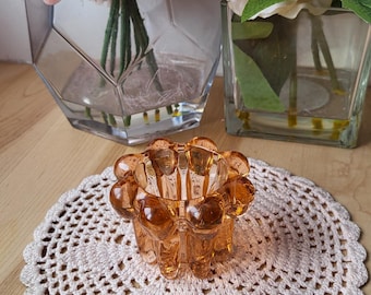 Portacandele vintage Kig in vetro indonesiano rosa depressione