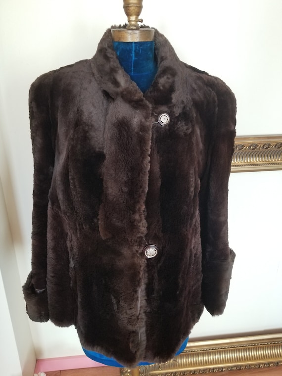 Veste de fourrure marron glamour vintage des anné… - image 2