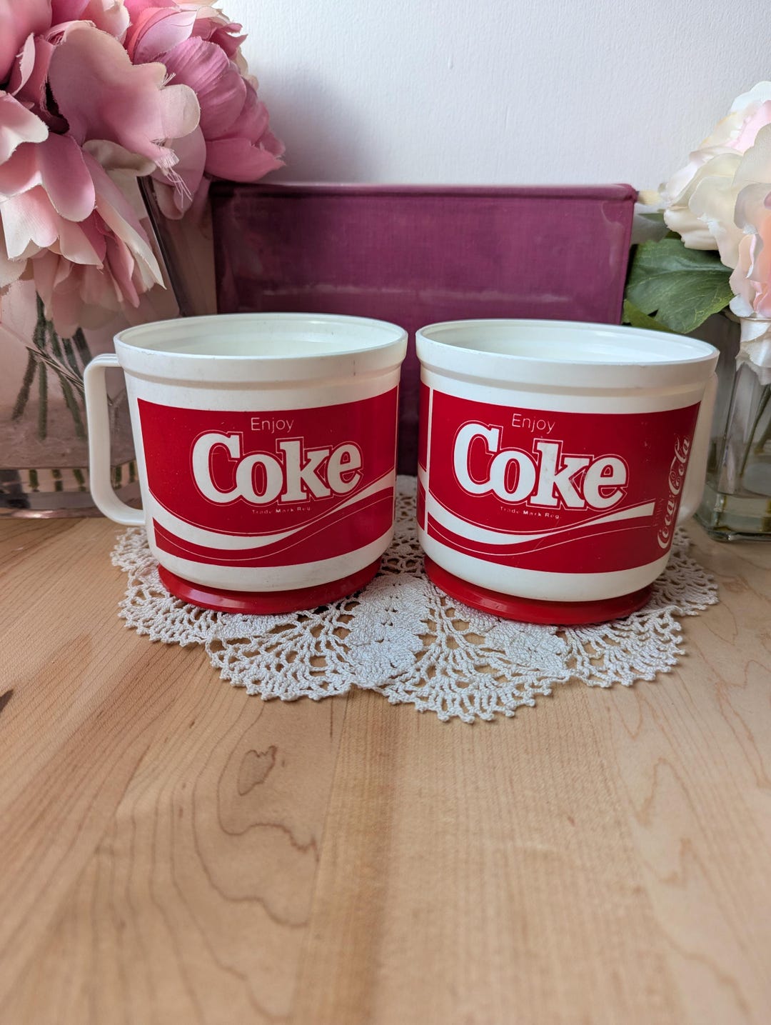 Vintage Set of 2 Coca Cola Coke Trademark Plastic Cups Made in Canada ...