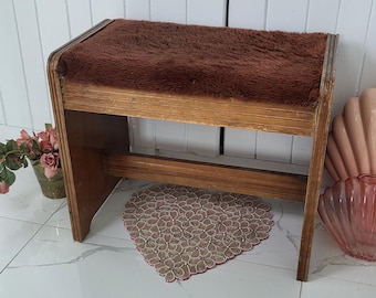 Panca da toeletta vintage Art Déco con cascata e sgabello per pianoforte