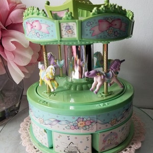 Vintage Moose Mountain Toymakers Vtg Unicorn Musical Carousel