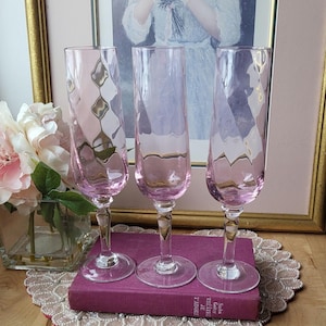 Vintage 3er Set IKEA Konungslig Rosa Glas Champagnerkelche 24 cm