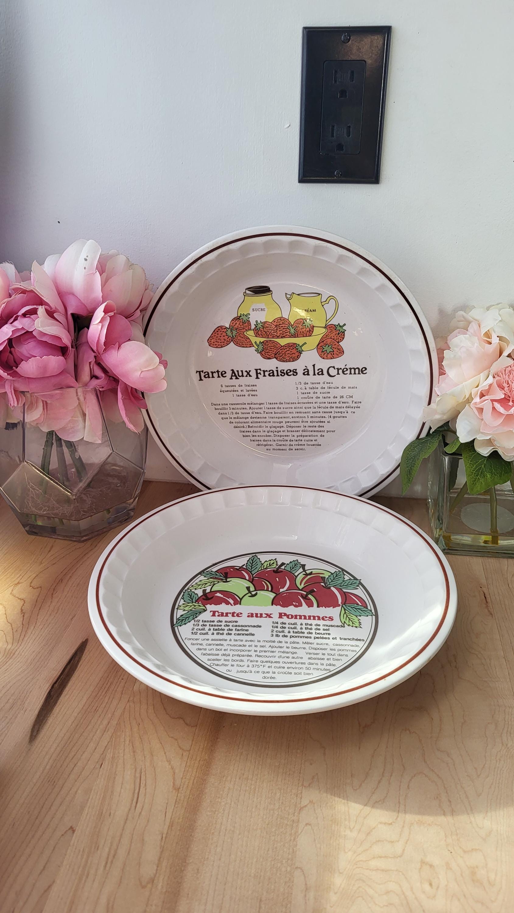 Ceramic Pie Recipe Pie Plate Vintage Strawberry Apple Pie Plate 11