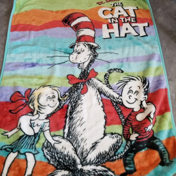 Vintage Dr. Seuss Überwurf Fleece-Decke Katze im Hut