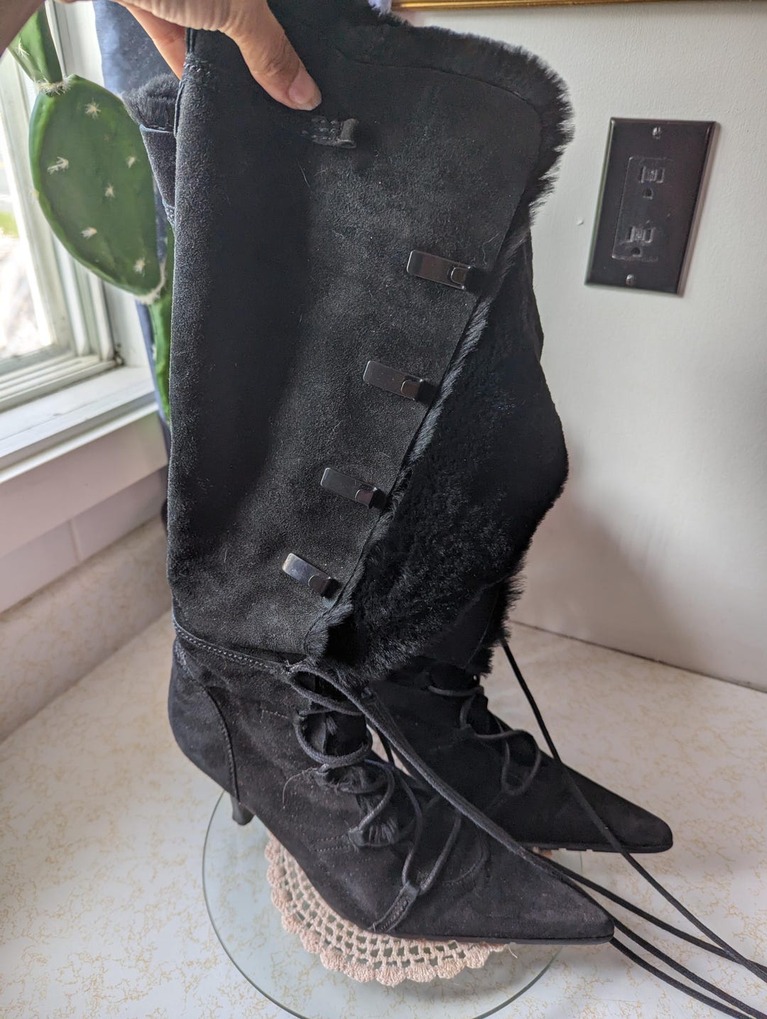 Y2K Brown Leather Stiletto Boots (6.5)