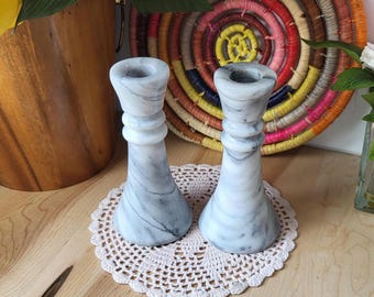 Radicaln Lot de 3 mini bougeoirs en marbre de 10,2 cm en