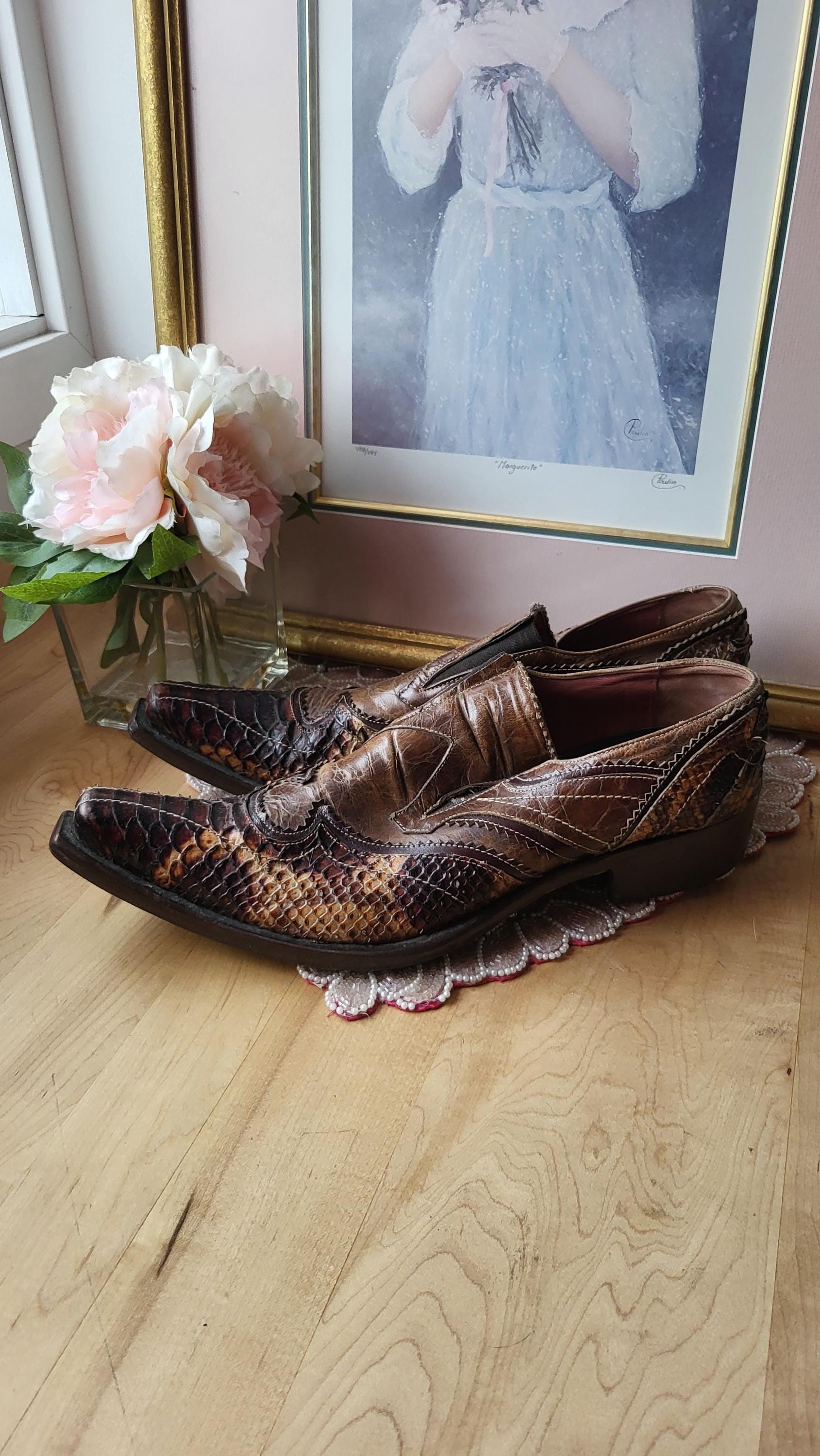 Jo Ghost Brown Distressed Leather Dress Shoes 9 M Italy Boho Cyber Y2K Rare Jo Ghost 1744 Men main image 2