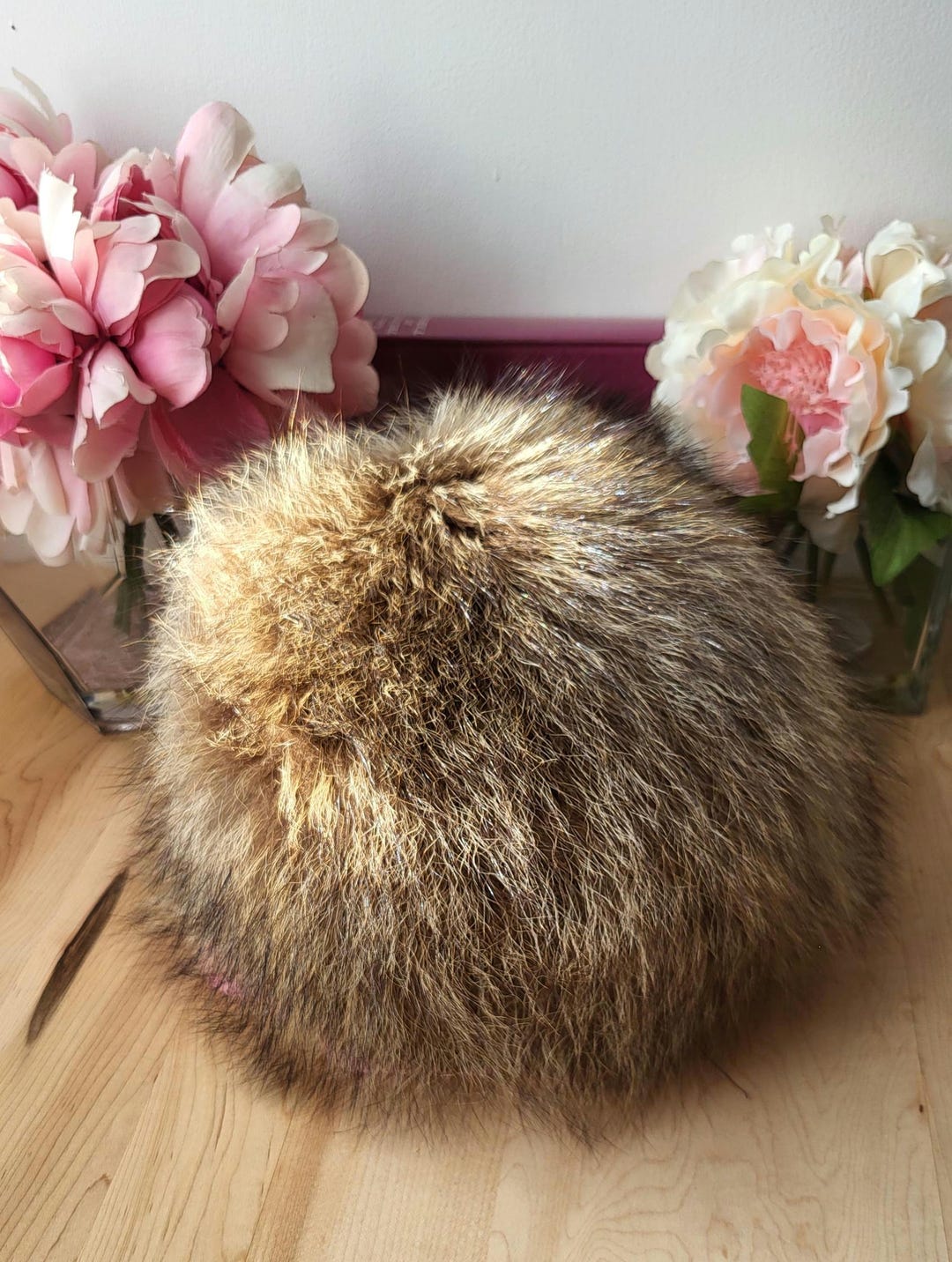 Vintage Handmade Real Fur Winter Hat Made in Canada Quebec  display picture 3