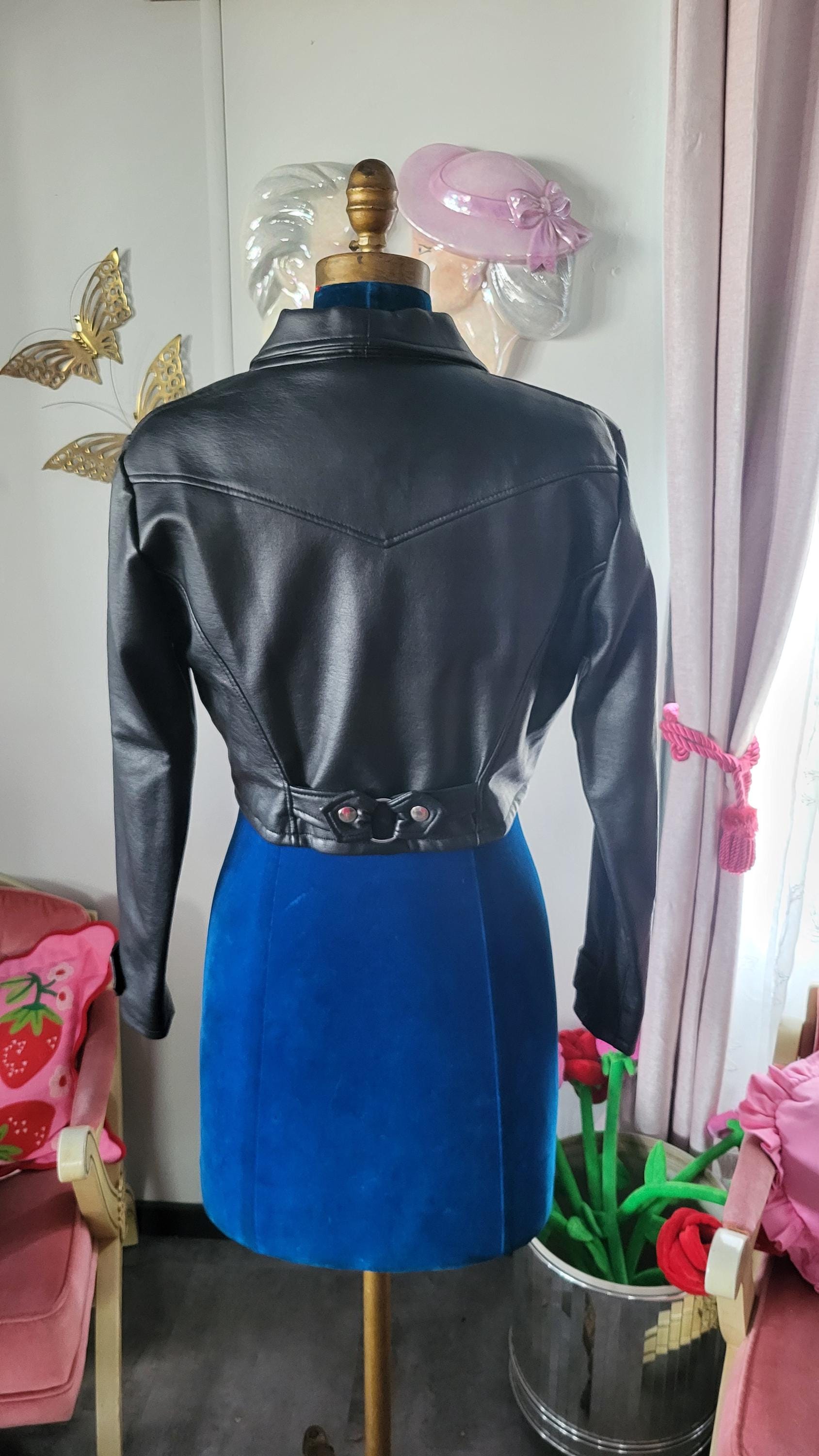 Vintage 80s Simpatico Vegan Leather Jacket Size S. Crop Top Jacket