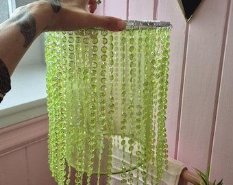 Vintage Y2K Green Neon Beaded and Mesh Lampshade l Girly Lampshade