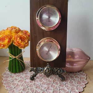 Vintage  Springfield Wood Wall Weather Station Barometer Thermometer Hygrometer Made in USA