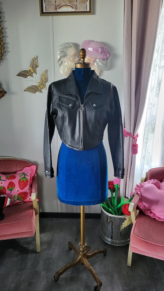 Vintage 80s Simpatico Vegan Leather Jacket Size S. Crop Top Jacket