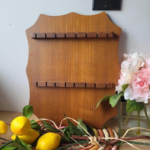 Vintage Wooden Wall Spoon Display - Vintage Spoon Display - Wall Rack - 2 row spoon rack - Antique Wall Display - Kitchen Decor - Wall Decor