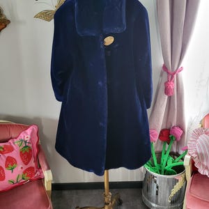 Vintage London Fog Faux Fur Coat Long Size 8 Blue Dark Blue - Etsy